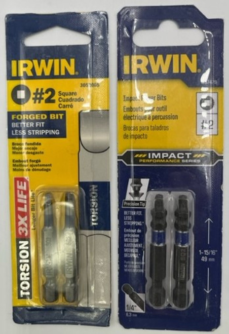 Irwin IWAF32SQ22 Square Impact Power Insert Bit #2 x 2 inch 1837476 - 2 pack
