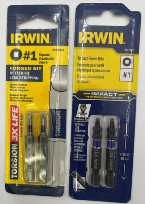 Irwin IWAF32SQ12 Square Impact Power Insert Bit #1 x 2 inch 1837468 - 2 pack