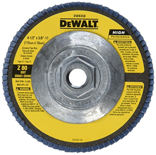 DeWalt DW8358 4-1/2-Inch by 7/8-Inch-11 80 Grit Type 27 Flap Disc