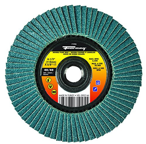 Forney 71925 4 1/2" Double-Sided Flap Disc, 40/Grits
