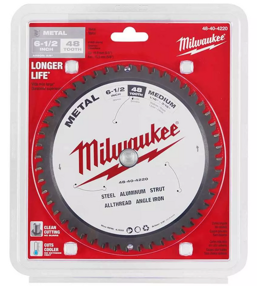 Milwaukee 48-40-4220 Medium Metal Carbide Saw Blade, 48T, 6-1/2"