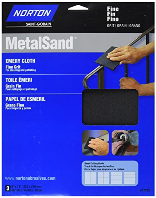 NORTON (47805) MetalSand Sheets, 11 in X 9 in, 1-Pack/3-Sheets