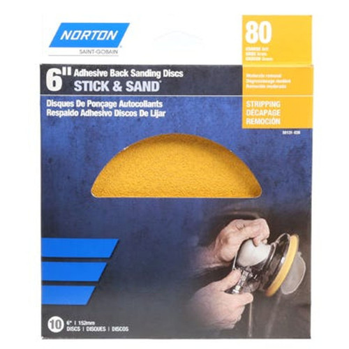 Norton (50131-038) 6" Stick & Sand Adhesive Back Sanding Disc - 10 Pk