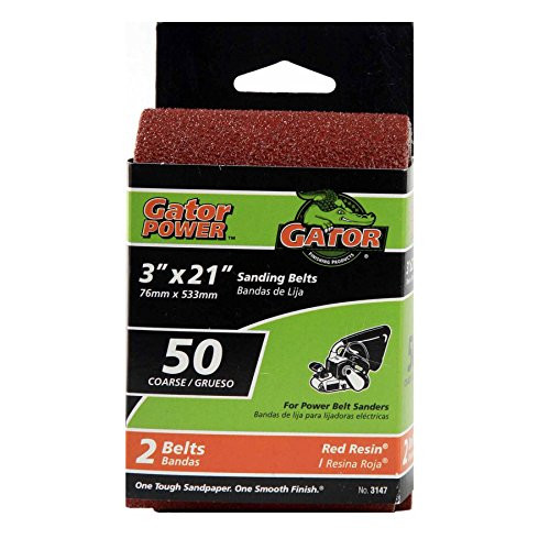 Gator (3147) 50 Grit, 3" x 21" Sanding Belts (2 Pack)