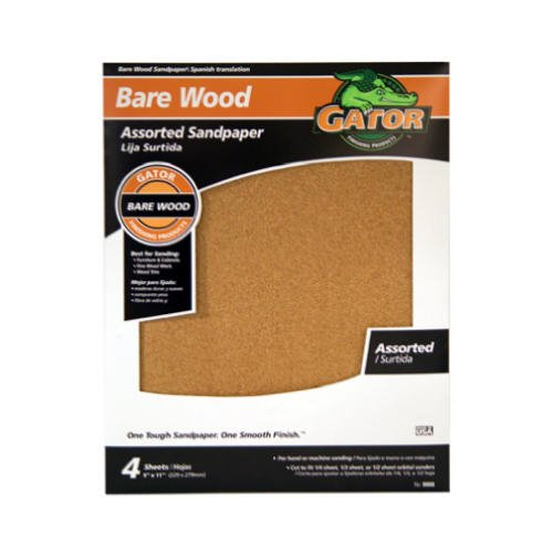 Gator (4461) 9" x 11" Project Pack Assorted Sandpaper, 1-Pack/4-Sheets