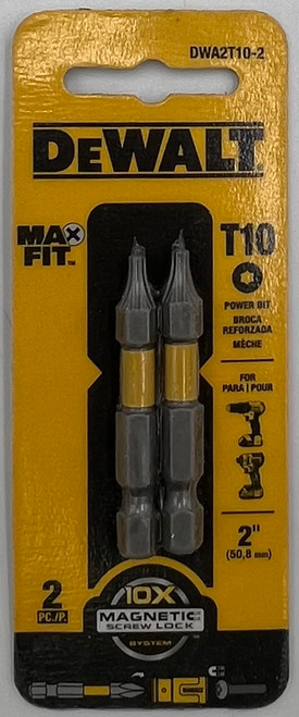 DEWALT DWA2T10-2 Power Bit Max Fit Torx T10 X 2" L S2 Tool Steel