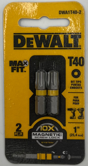 DEWALT DWA1T40-2 Insert Bit Max Fit Torx T40 X 1" L S2 Tool Steel