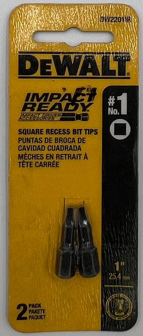 DEWALT DW2201IR Insert Bit, #1 Drive, Square Drive, 1/4 in Shank, Hex Shank, 1 in L, S2 Modified Steel - pack of 2