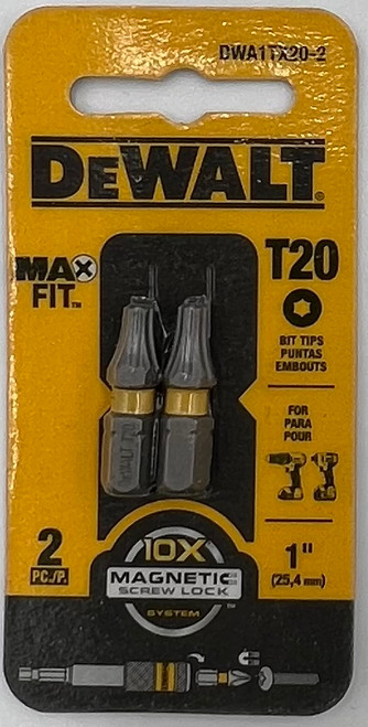 DEWALT DWA1TX20-2 Insert Bit Max Fit Torx T20 X 1" L S2 Tool Steel