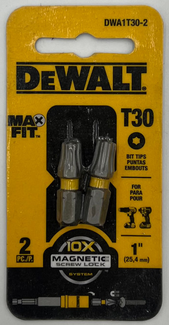 DEWALT DWA1T30-2 Insert Bit Max Fit Torx T30 X 1" L S2 Tool Steel