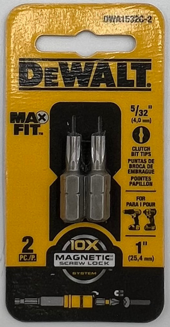 DEWALT DWA1532C-2 Insert Bit Max Fit Clutch 5/32" S X 1" L S2 Tool Steel