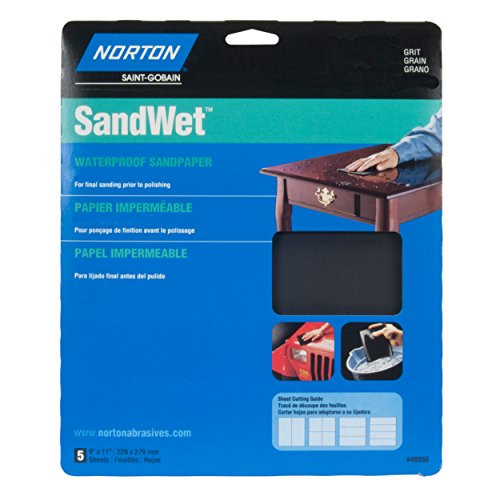 Norton (48054) SandWet; Wet/Dry Sandpaper, 5-Pack, 1200-Grit