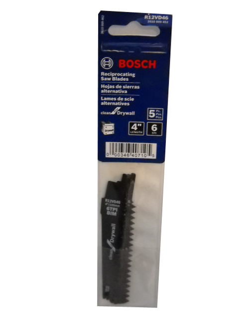 Bosch R12VD46 4-Inch 6Tpi Drywall Specialty Reciprocating Saw Blade, 5-Pack