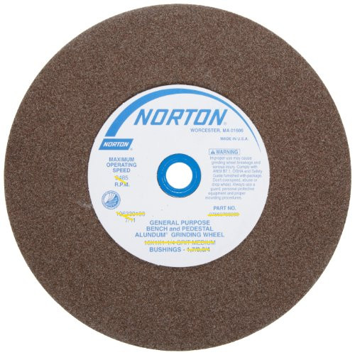 Norton (88288) Grinding Wheel, Gemini Bench and Pedestal Aluminum Oxide Bench Grinder Wheel, Medium 60 Grit, 8 Inch Grinder Wheel, Pack of 1