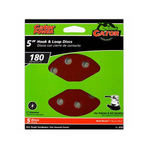 GATOR (3722) 5" Sanding Discs, 180 Grit (Very Fine), 1-Pk/5-Discs