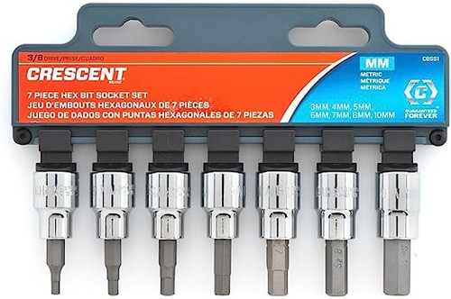 Crescent CBSS1 3/8" Drive Metric 7 Piece Hex Bit Socket Set