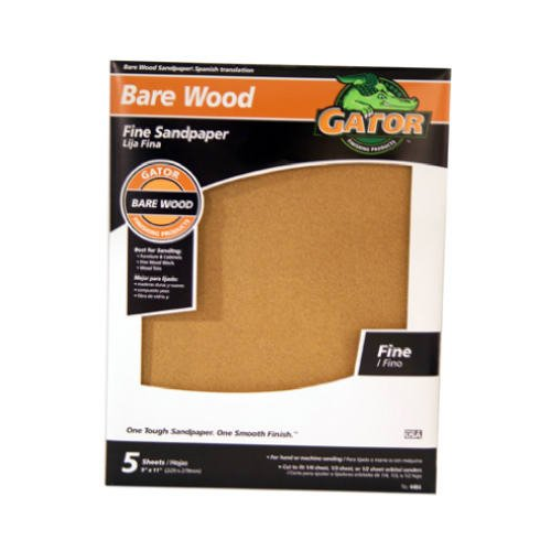 GATOR (1-PK/5-Sheets) 9" x 11" Bare Wood Sanding Sheets 150 Grit, (4464) GATOR (1-PK/5-Sheets) 9" x 11" Bare Wood Sanding Sheets 150 Grit, (4464)