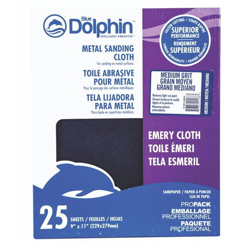 Blue Dolphin (SPEM91125-MEDI) 9 X 11 25-Pk Emery Cloth Sheets Medium Grit, 1-Pk/25-Sheets