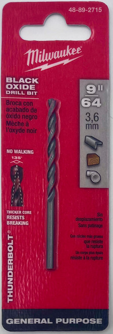 Milwaukee 48-89-2715 Thunderbolt Black Oxide Drill Bit 9/64 in