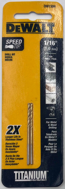 DeWalt DW1304 Speed Tip Titanium Drill Bit 2pcs 1/16 in