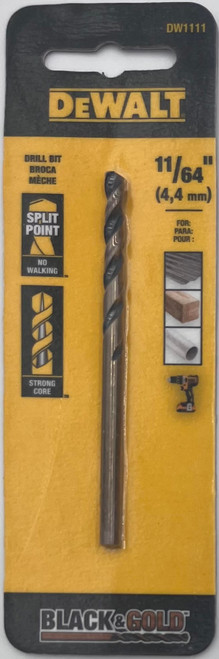 DeWalt DW1111 Split Point Black Oxide Drill Bit 11/64 in