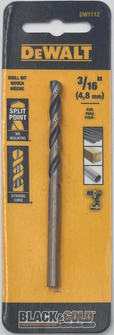 DeWalt DW1112 Split Point Black Oxide Drill Bit 3/16 in