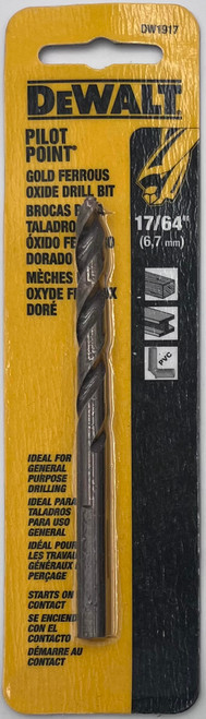 DeWalt DW1917 Pilot Point Gold Ferrous Oxide Drill Bit 17/64 in