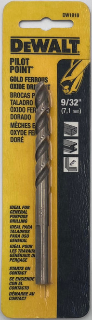 DeWalt DW1918 Pilot Point Gold Ferrous Oxide Drill Bit 9/32 in