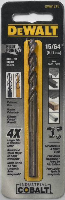 DeWalt DWA1215 Pilot Point Black Oxide Drill Bit 15/64 in