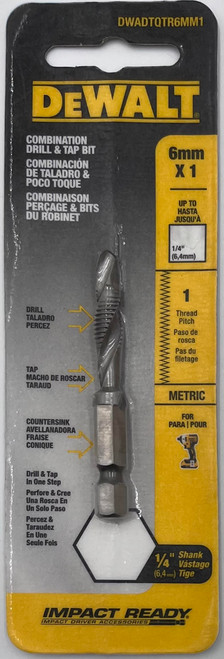 DeWalt DWADTQTR6MM1 Comb Drill & Tap Bit 6mm X 1