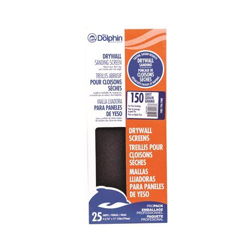 Blue Dolphin (SP SM411250150) Silicon Carbide Drywall Screens 4-3/16 Inch X 11 Inch 150 Grit, 25-Pack
