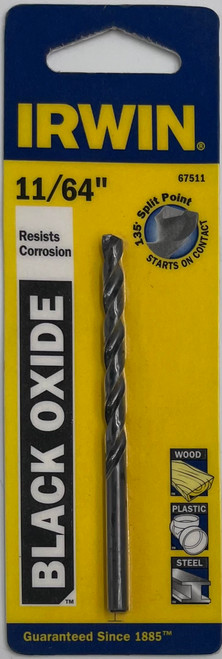 Irwin 67511 Black Oxide Drill Bit 11/64 in