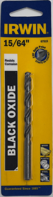 Irwin 67515 Black Oxide Drill Bit 15/64 in