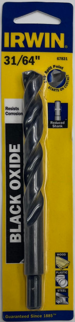 Irwin 67831 Black Oxide Drill Bit 31/64 in