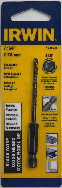 Irwin 4935635 Black Oxide Drill Bit 7/64 in