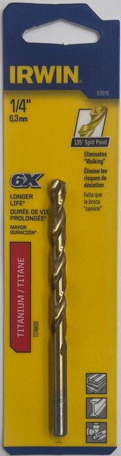 Irwin 63916 Titanium Drill Bit 1/4 inch