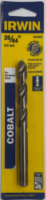 Irwin 3016025 Reduced Shank Cobalt Drill Bit 25/64 inch