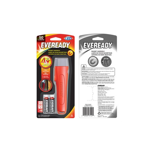 EVEREADY 13122 Magnet Handheld Flashlight, 50 Lumens, 2 Aa Batteries