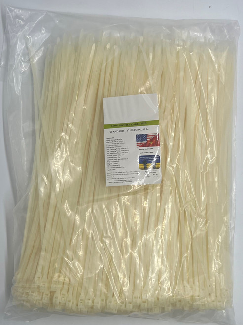 14 inch Low Profile Cable ties Standard Natural 55lb - 500 pcs