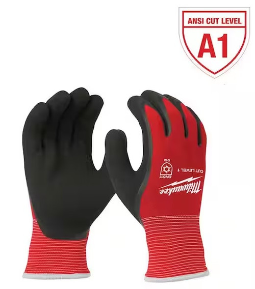 Milwaukee 48-22-8910 Small Red Latex Level 1 Cut Resistant Insulated Winter Dipped Work Gloves