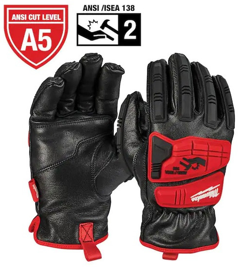 Milwaukee 48-22-8780 Small Level 5 Cut Resistant Goatskin Leather Impact Gloves