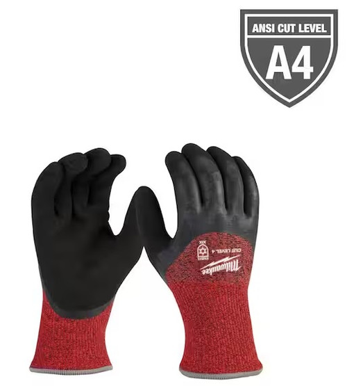 Milwaukee 48-73-7941 Medium Red Latex Level 4 Cut Resistant Insulated Winter Dipped Work Gloves