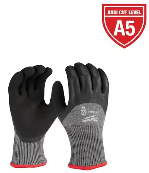 Milwaukee 48-73-7951 Medium Red Latex Level 5 Cut Resistant Insulated Winter Dipped Work Gloves