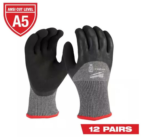 Milwaukee 48-73-7951B Medium Red Latex Level 5 Cut Resistant Insulated Winter Dipped Work Gloves (12-Pack)