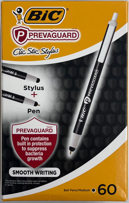 BIC 53878 Prevaguard Clic Stic Stylus + Black Ink Ball Pen - 60 pack