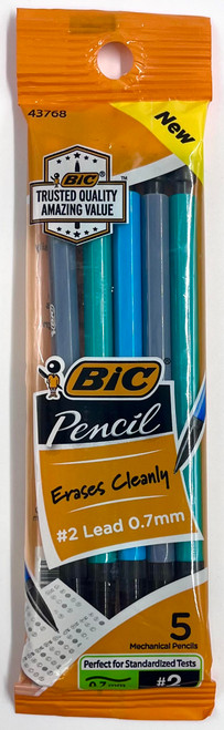 BIC 43768 Mechanical No2 Pencil 0.7mm Lead - 5 pack