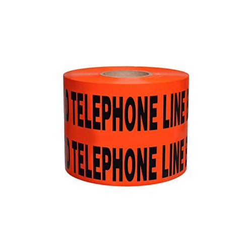 Non-Detectable Underground Tape 144068 6" x 1000' Vinyl, Caution Buried Telephone Line Below (Orange))