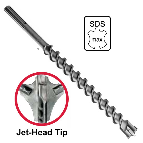 DriLTec SM-420-420 1" x 7" x 12-1/2" Jet-Head SDS-MAX Bit