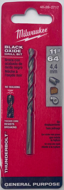 Milwaukee 48-89-2717 Thunderbolt Black Oxide Drill Bit 11/64 in