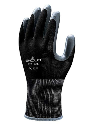SHOWA 370XL Showa Atlas Premium Grip Lightweight, Flexible General Purpose Work Gloves, Black/Grey, X-Large